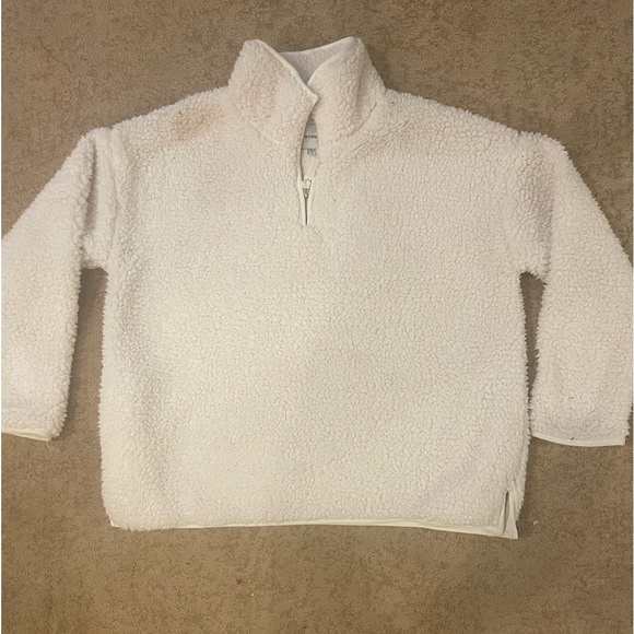 wubby Tops - Wubby Sherpa White/Cream 3/4 Zip Pullover